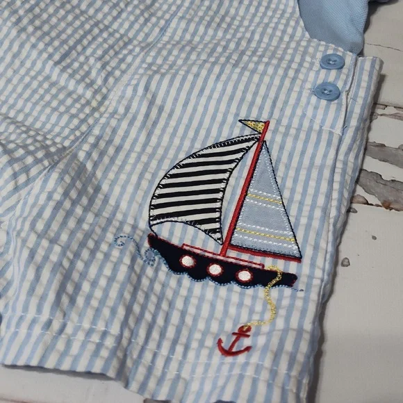 Little me sailor romper set size 9m - Picture 2 of 5